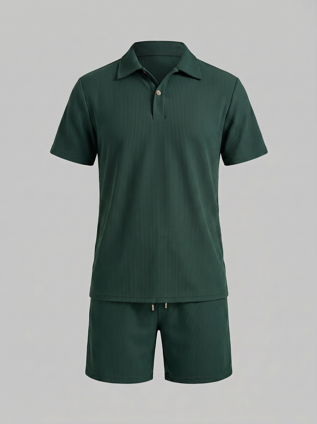 Corduroy Poloshirt en Shorts Set Heren Slim Fit