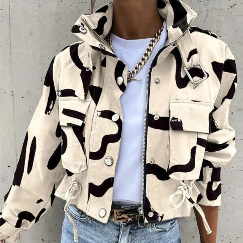 Cropped Bomberjack Dames Opstaande Kraag Rits Casual