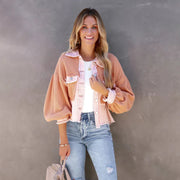 Cropped Jas Dames Gerafelde Zoom Getailleerde Pasvorm Casual