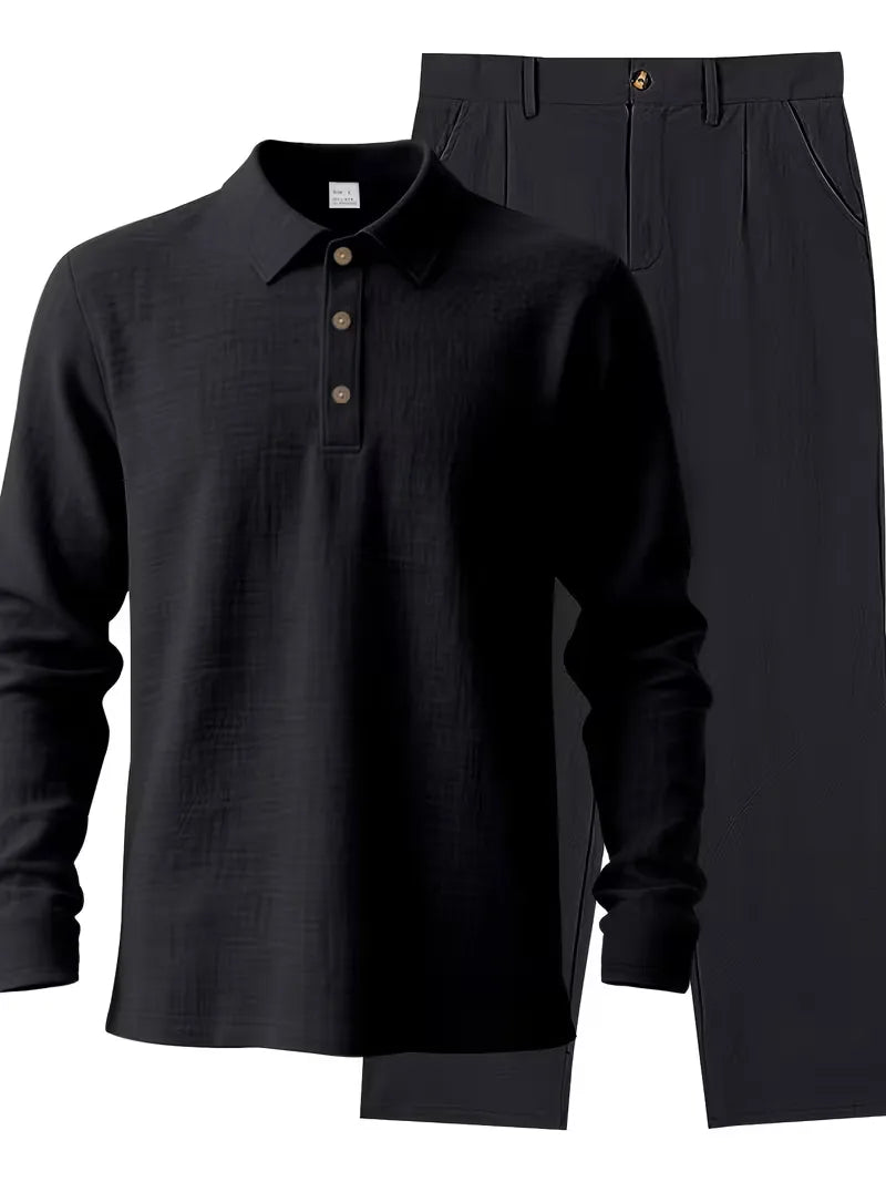 Linnen pak met mandarin collar