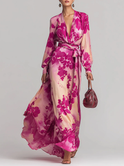 Dames Chiffon Maxi Jurk Bloemenprint