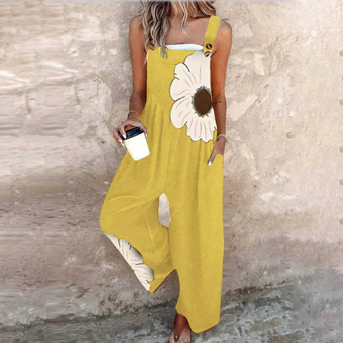 Dames Dungarees Met Bloemenprint