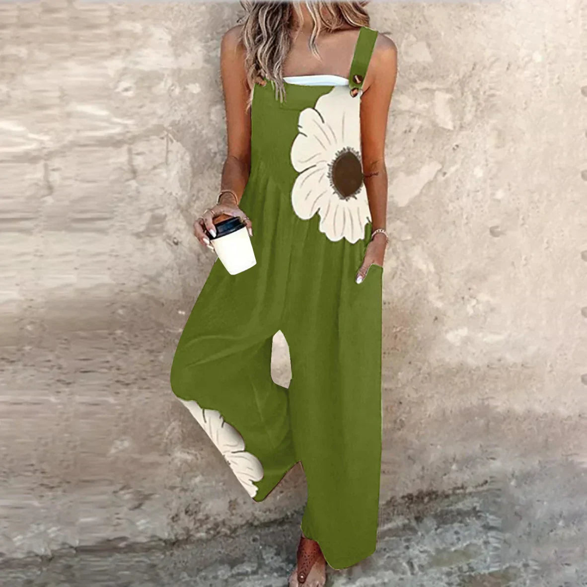 Dames Dungarees Met Bloemenprint