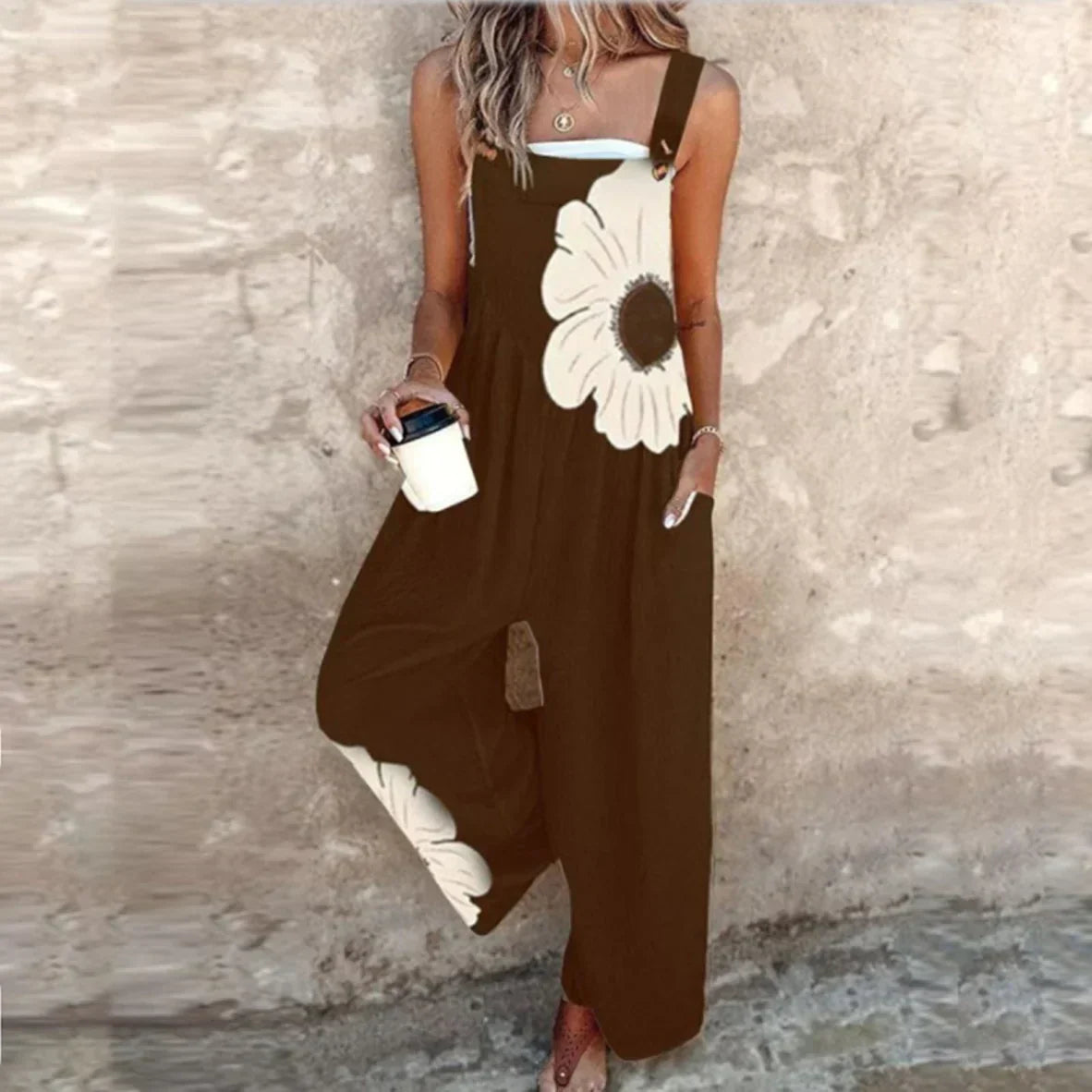 Dames Dungarees Met Bloemenprint