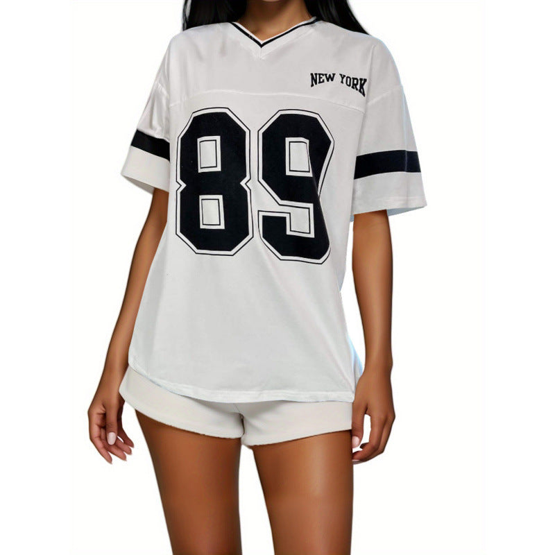 Dames T-Shirt Varsity Print
