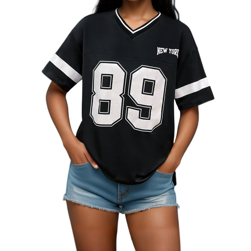 Dames T-Shirt Varsity Print