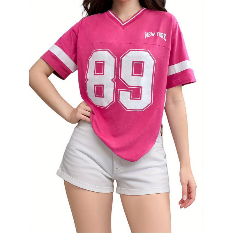 Dames T-Shirt Varsity Print