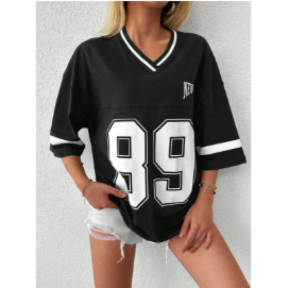 Dames T-Shirt Varsity Print