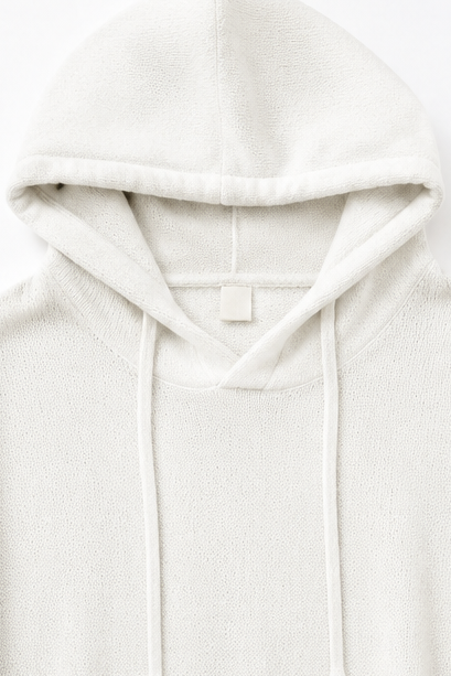 Loungel – Versleten Open-Knit Trekkoord Hoodie