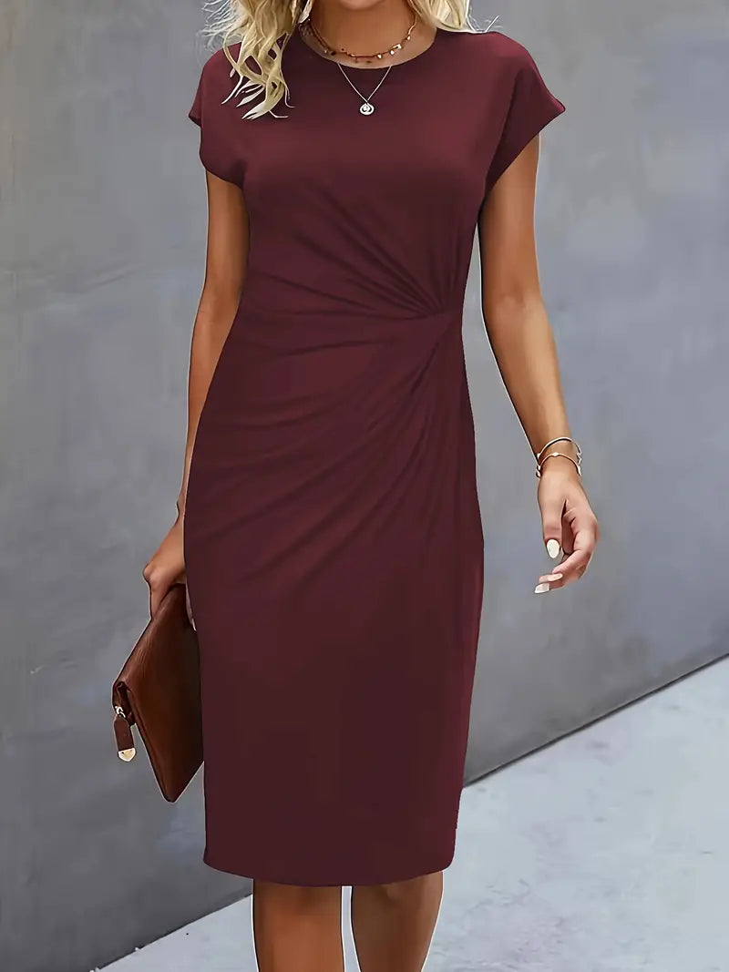 Midi Jurk Dames Ronde Hals Getailleerd Bruiloft Gast