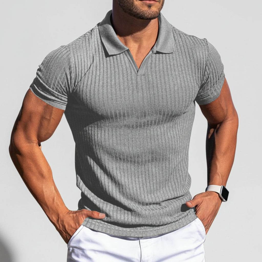 Casual poloshirt met structuur en nauwsluitende pasvorm