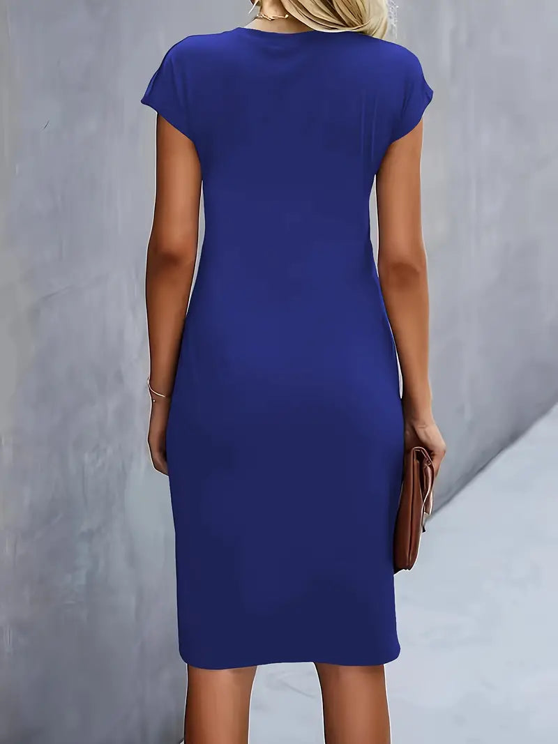 Midi Jurk Dames Ronde Hals Getailleerd Bruiloft Gast