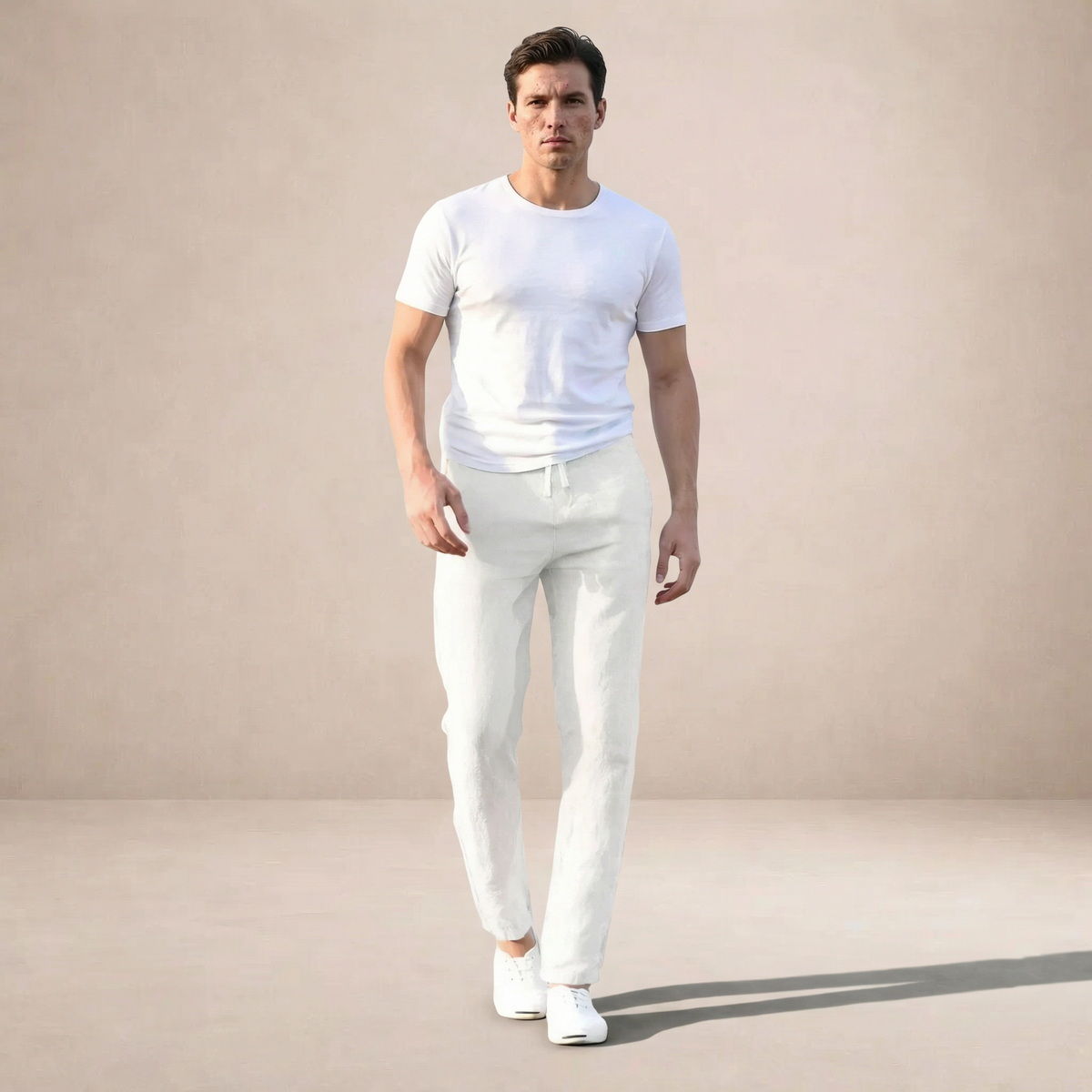 Linnen zomerbroek Heren Regular Fit Ademend materiaal Elastische taille