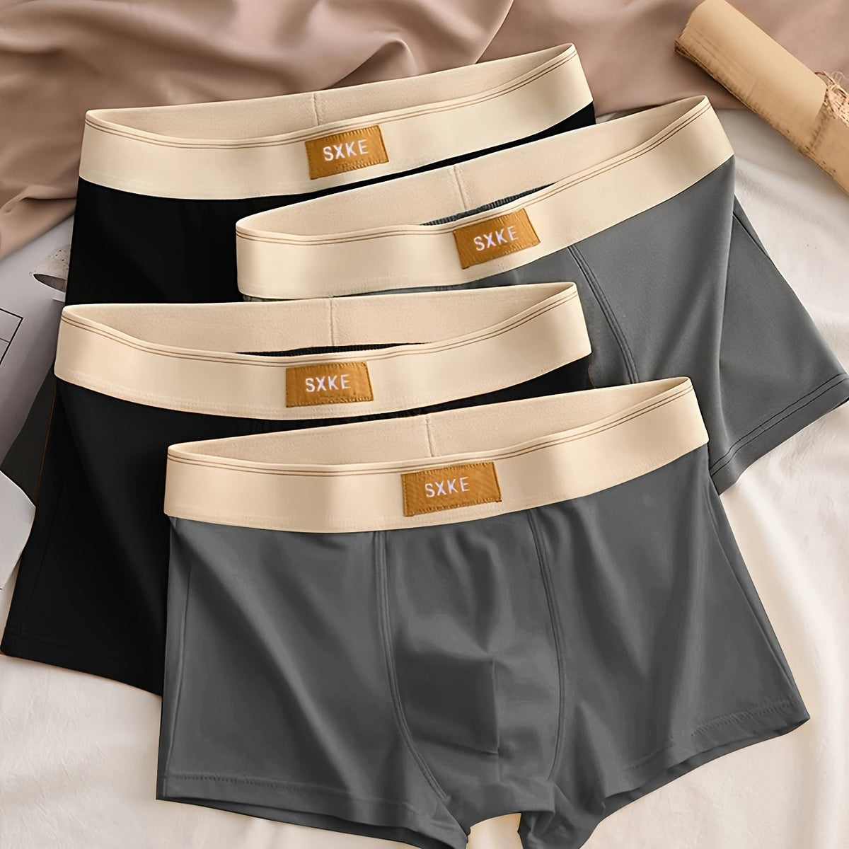 4-Pack Effen Heren Boxershorts met Stretch