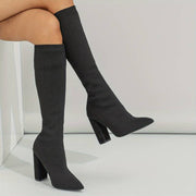 Knee-High Sock Fit Boots Voor Dames Met Pointed Toe