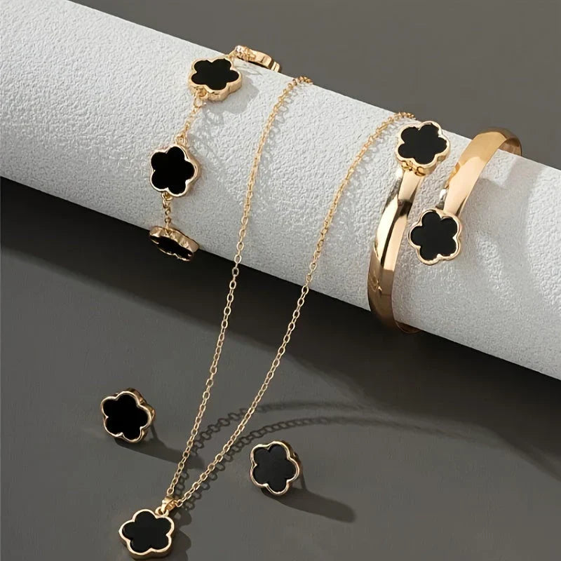 Gelukkige Klaver Sieraden 4-Delige Set