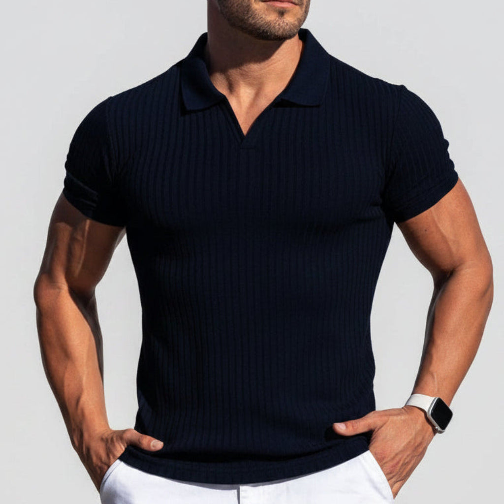Casual poloshirt met structuur en nauwsluitende pasvorm