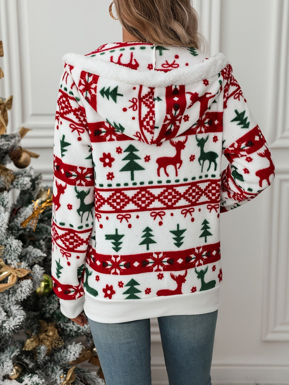 Evelien | Feestelijke kerst-hooded damesjas
