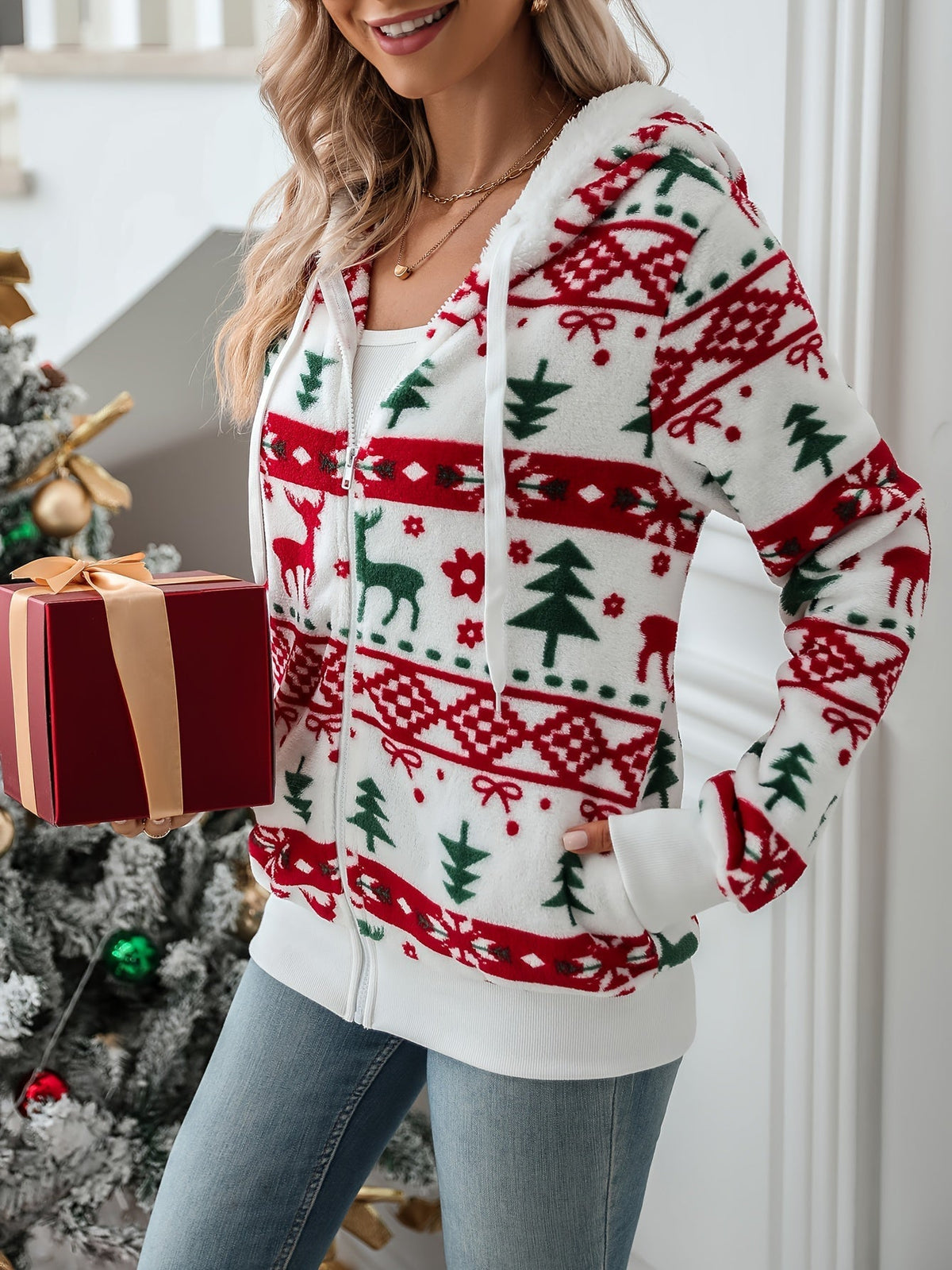 Evelien | Feestelijke kerst-hooded damesjas