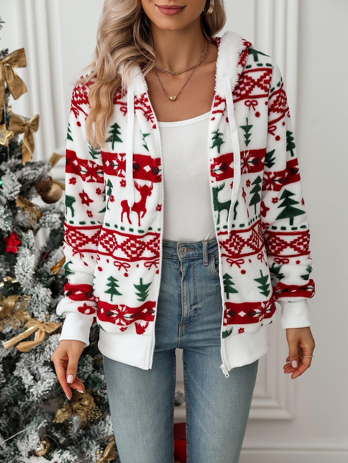 Evelien | Feestelijke kerst-hooded damesjas
