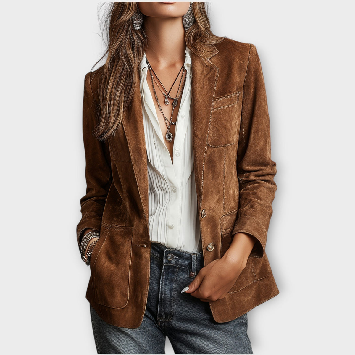 Bruine Vintage Suede Blazer