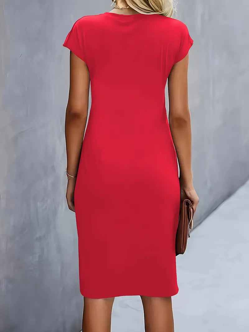 Midi Jurk Dames Ronde Hals Getailleerd Bruiloft Gast
