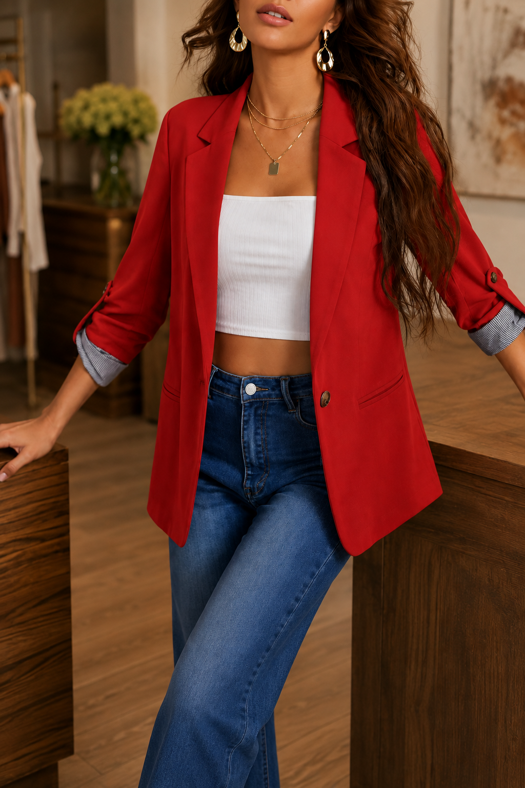 Structria – Zachte Knit Gelaagde Blazer Cardigan