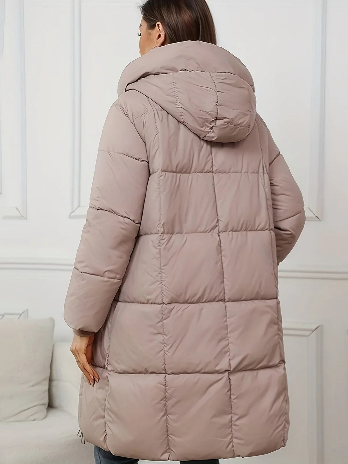 Gewatteerde Lange Puffer Winterjas Met Capuchon Voor Dames - Claire
