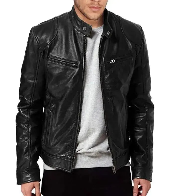 Stoere leren motorjas bikerjack voor heren