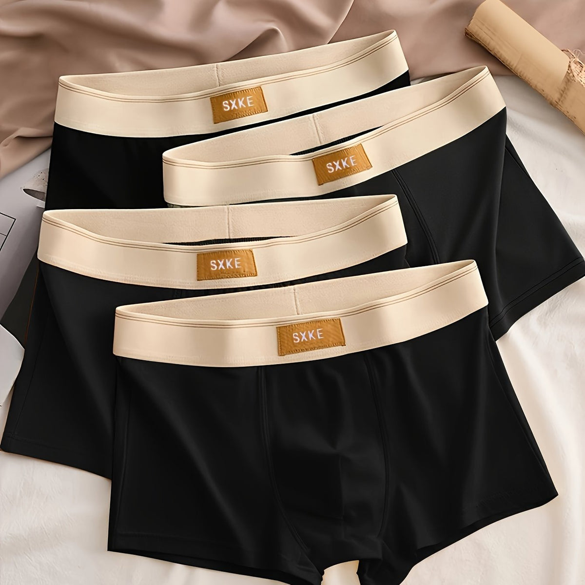 4-Pack Effen Heren Boxershorts met Stretch