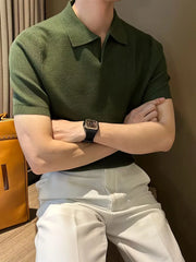Polo met V-neck en korte mouwen