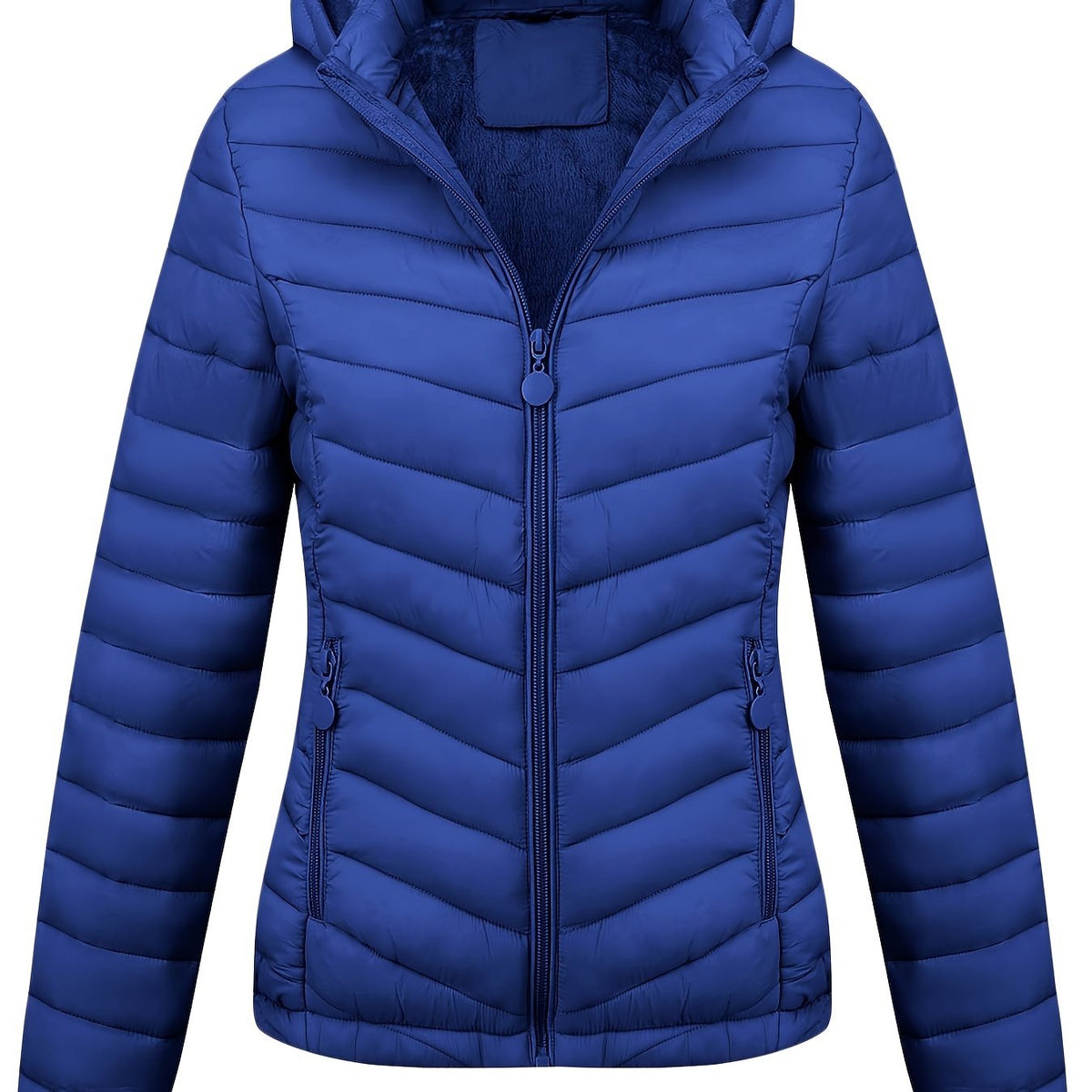 Fien | Geritste hoodie puffy jas met schuine zakken