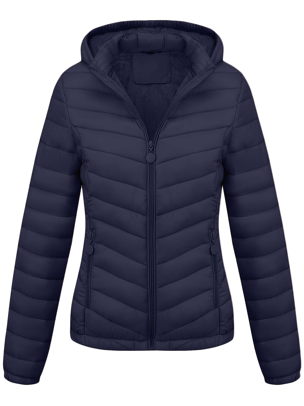 Fien | Geritste hoodie puffy jas met schuine zakken