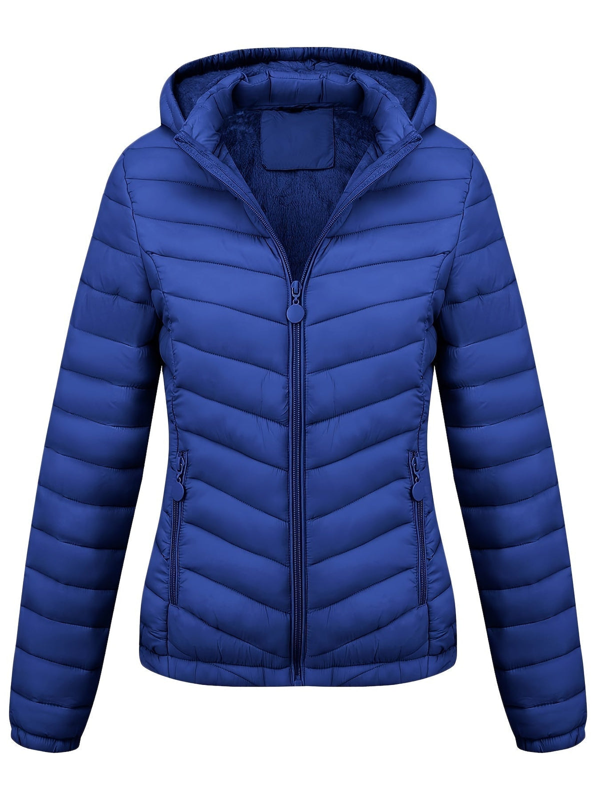 Fien | Geritste hoodie puffy jas met schuine zakken
