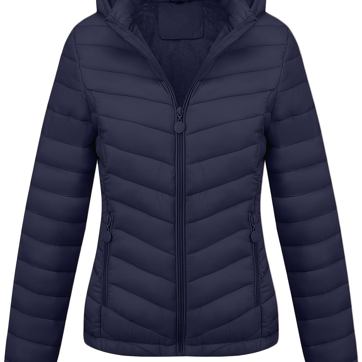 Fien | Geritste hoodie puffy jas met schuine zakken