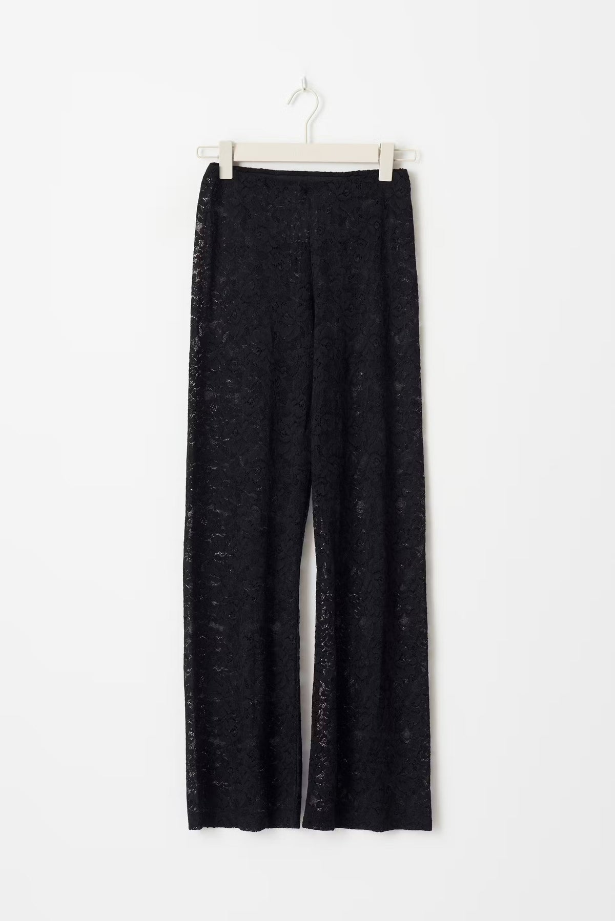 Flared Broek Dames Kanten Bloemenpatroon Elastische Taille