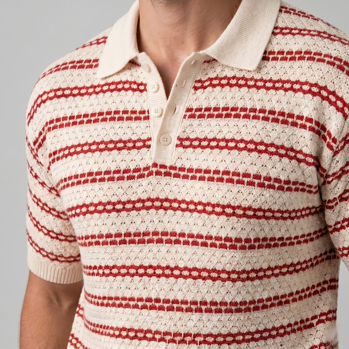 Gebreide Polo Shirt Heren Tailored Fit Lange Mouwen Casual