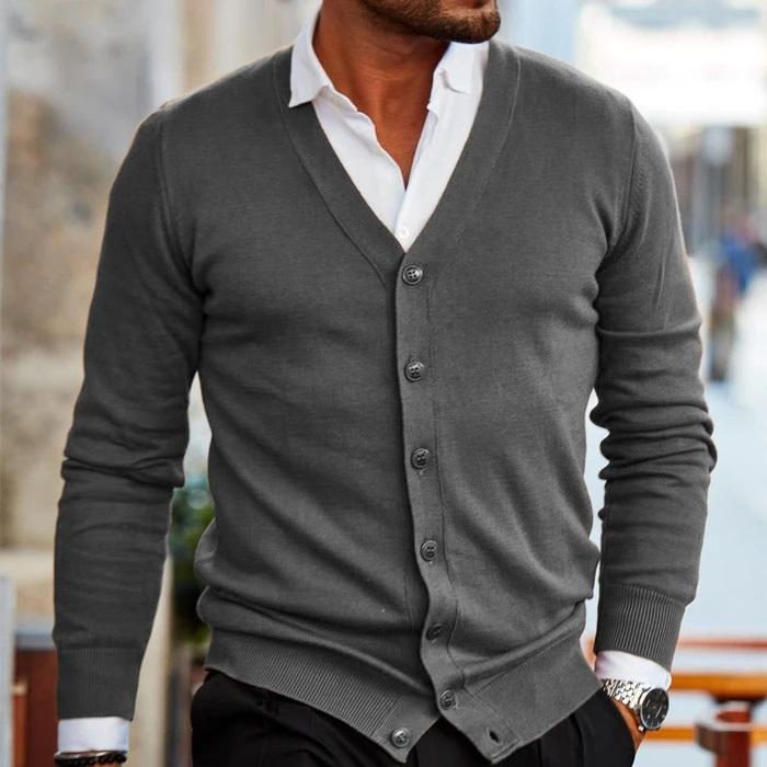 Heren Cardigan Met Knopen V-Hals Casual