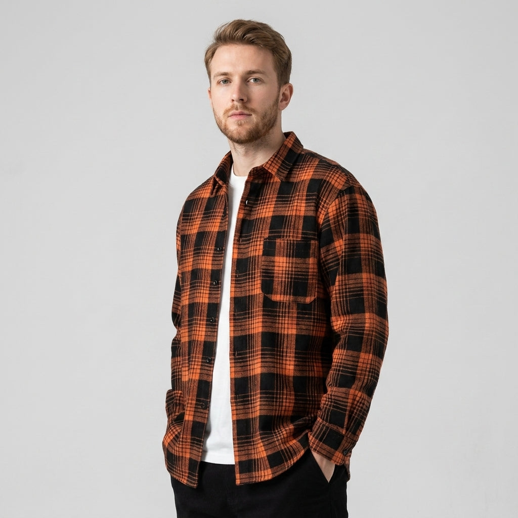 Heren Geruite Overshirt Knoopsluiting Casual Zomer