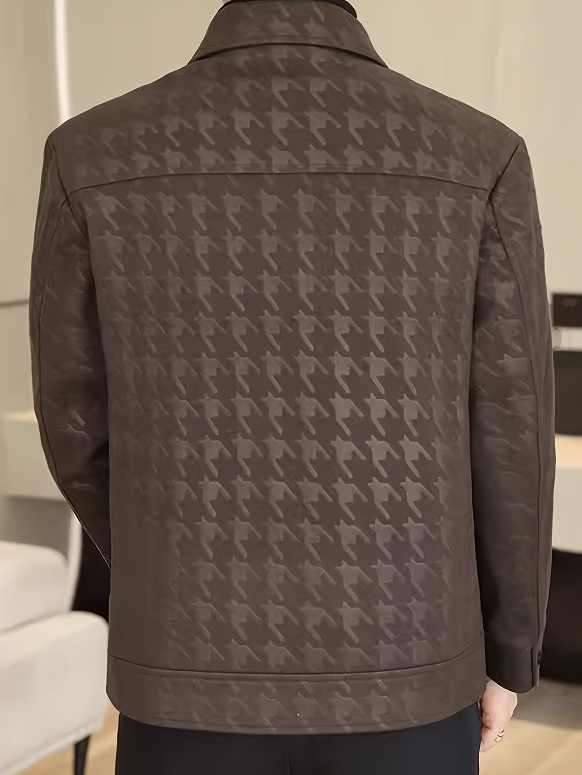Heren jas met pied-de-poule patroon en fleece voering