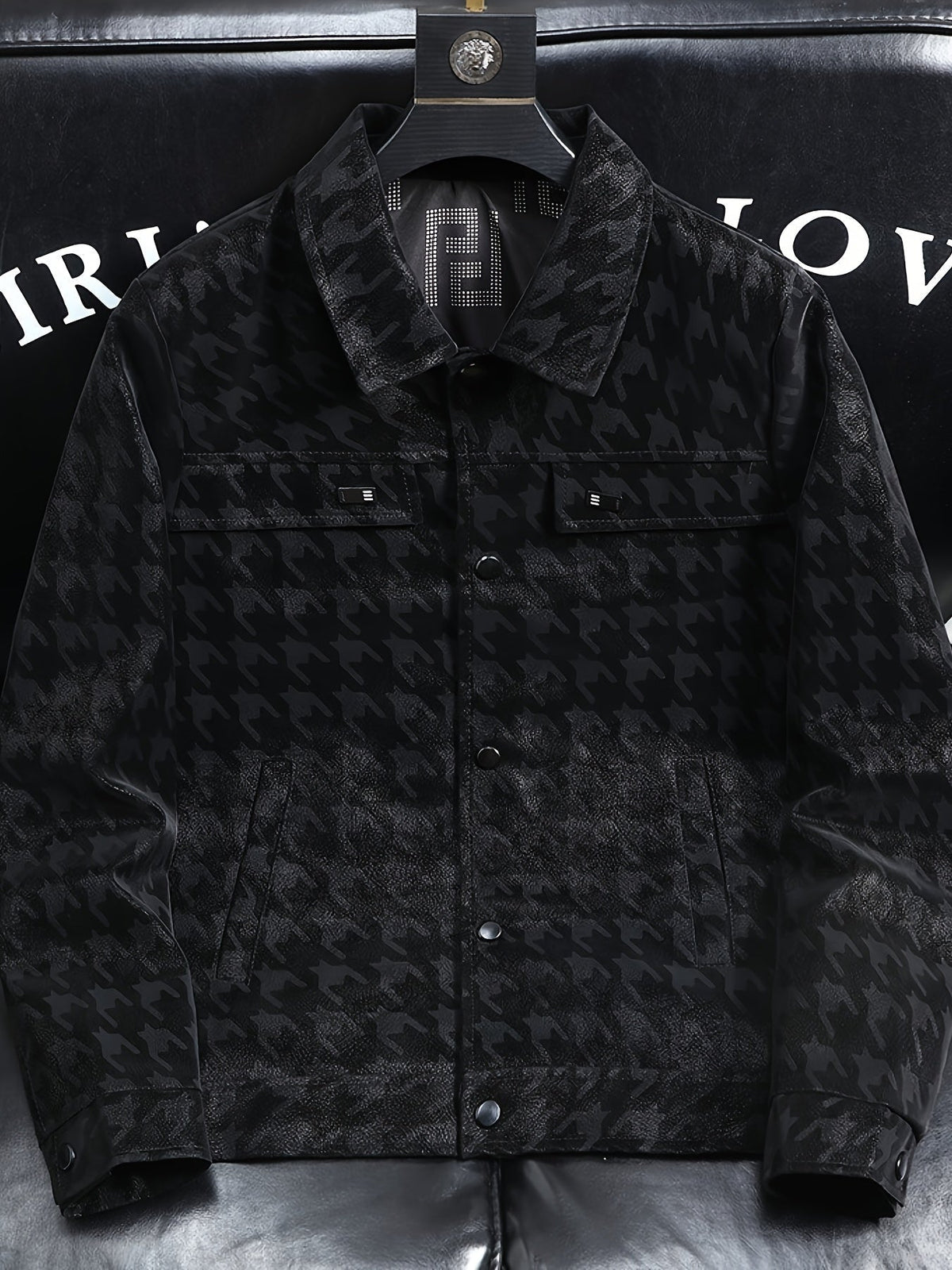 Heren jas met pied-de-poule patroon en fleece voering