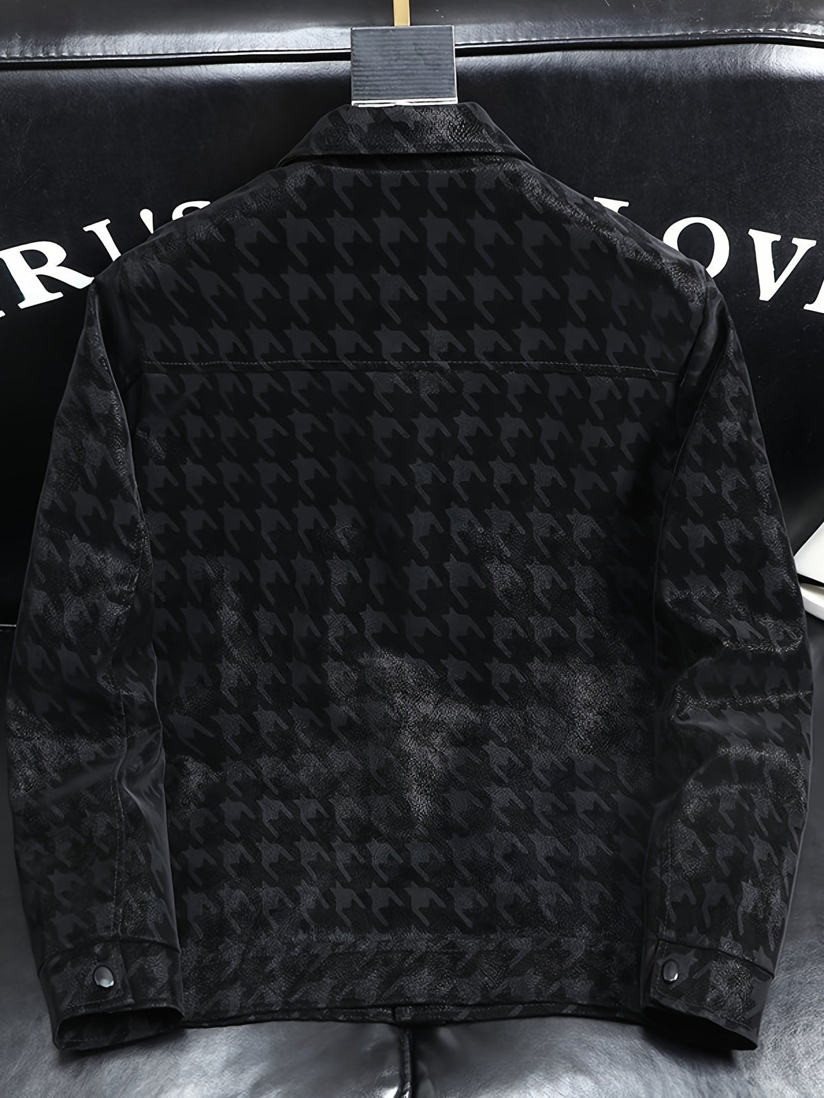 Heren jas met pied-de-poule patroon en fleece voering