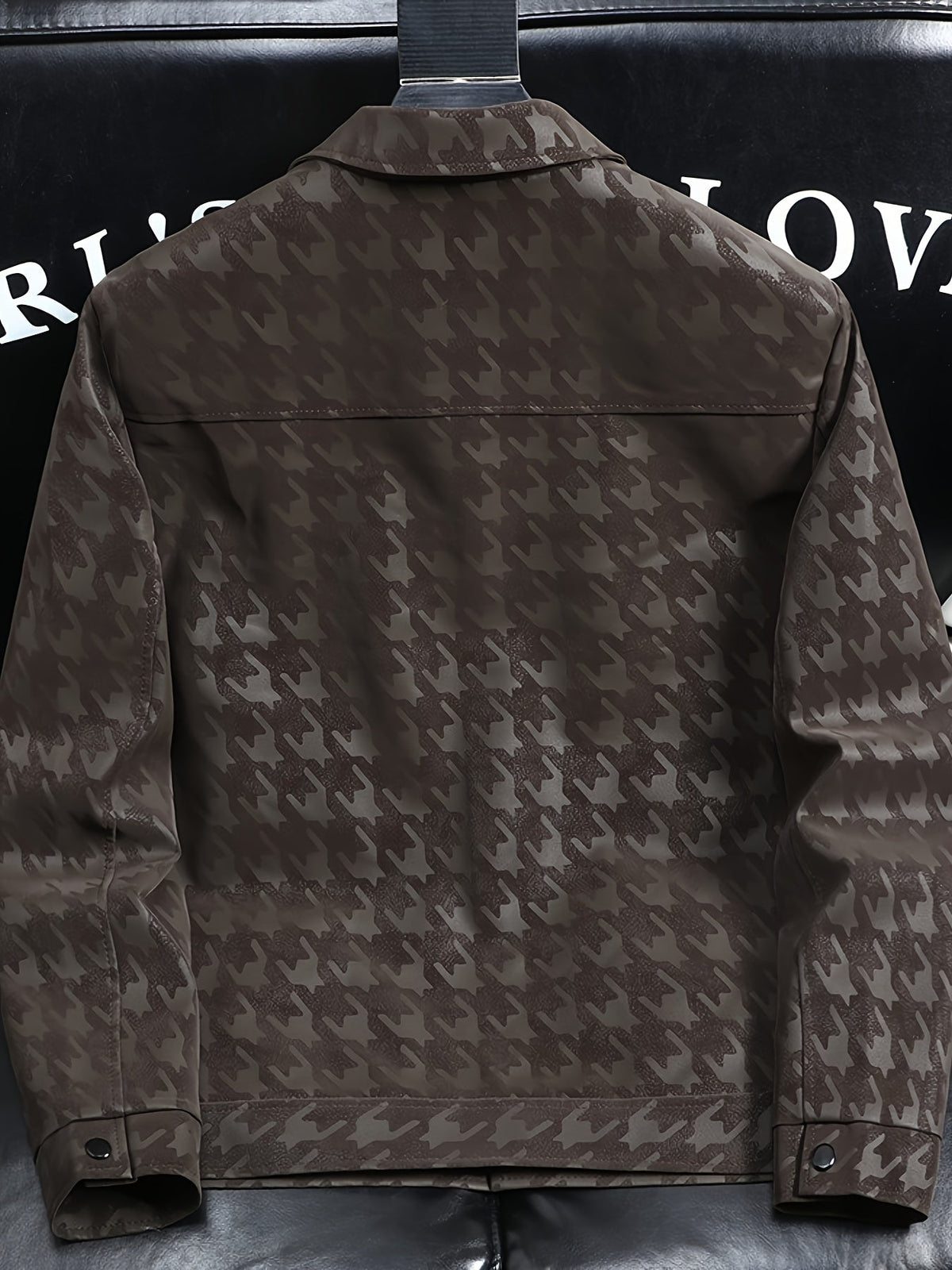 Heren jas met pied-de-poule patroon en fleece voering