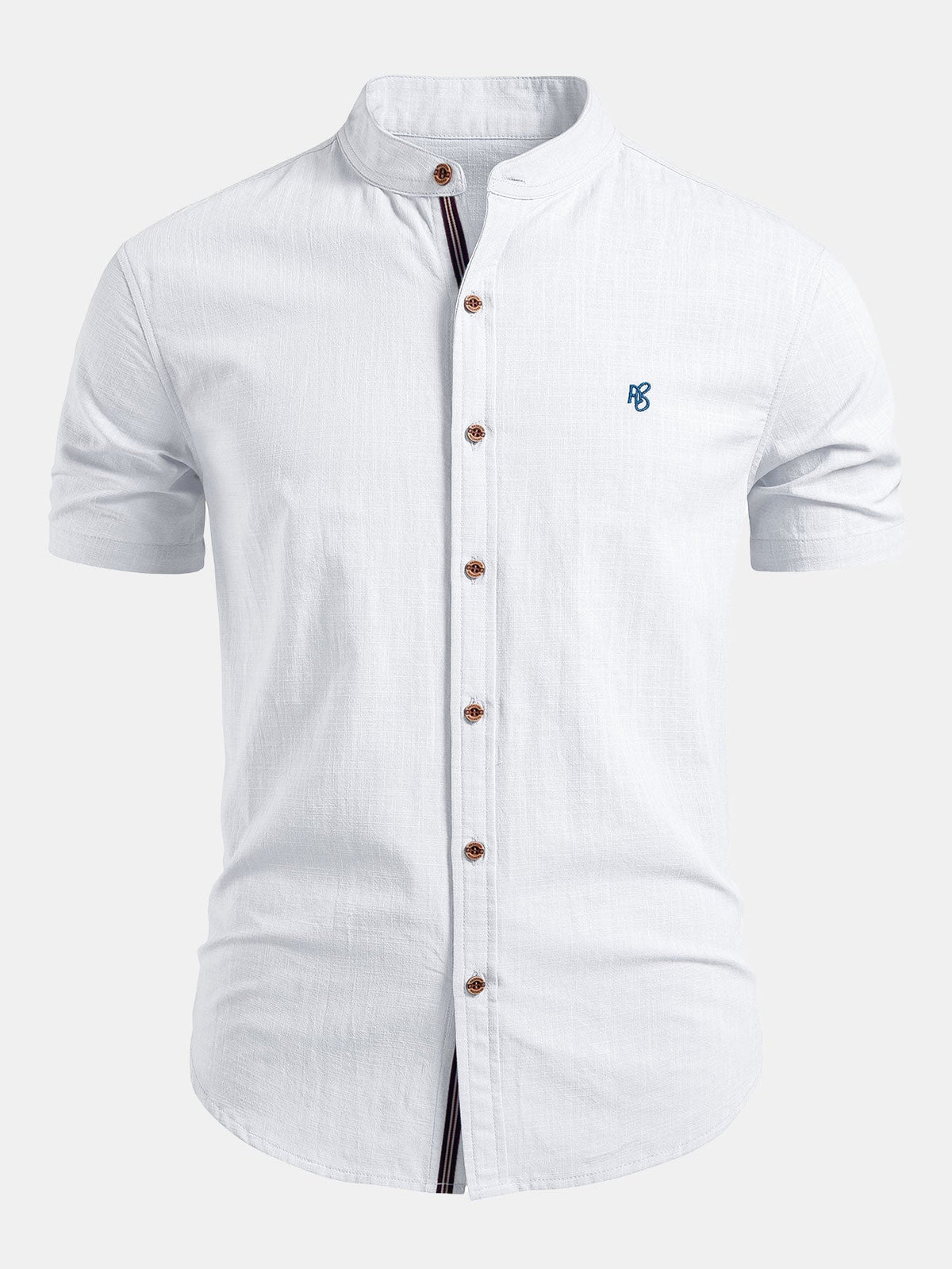 Heren Linnen Overhemd Korte Mouwen Slim Fit