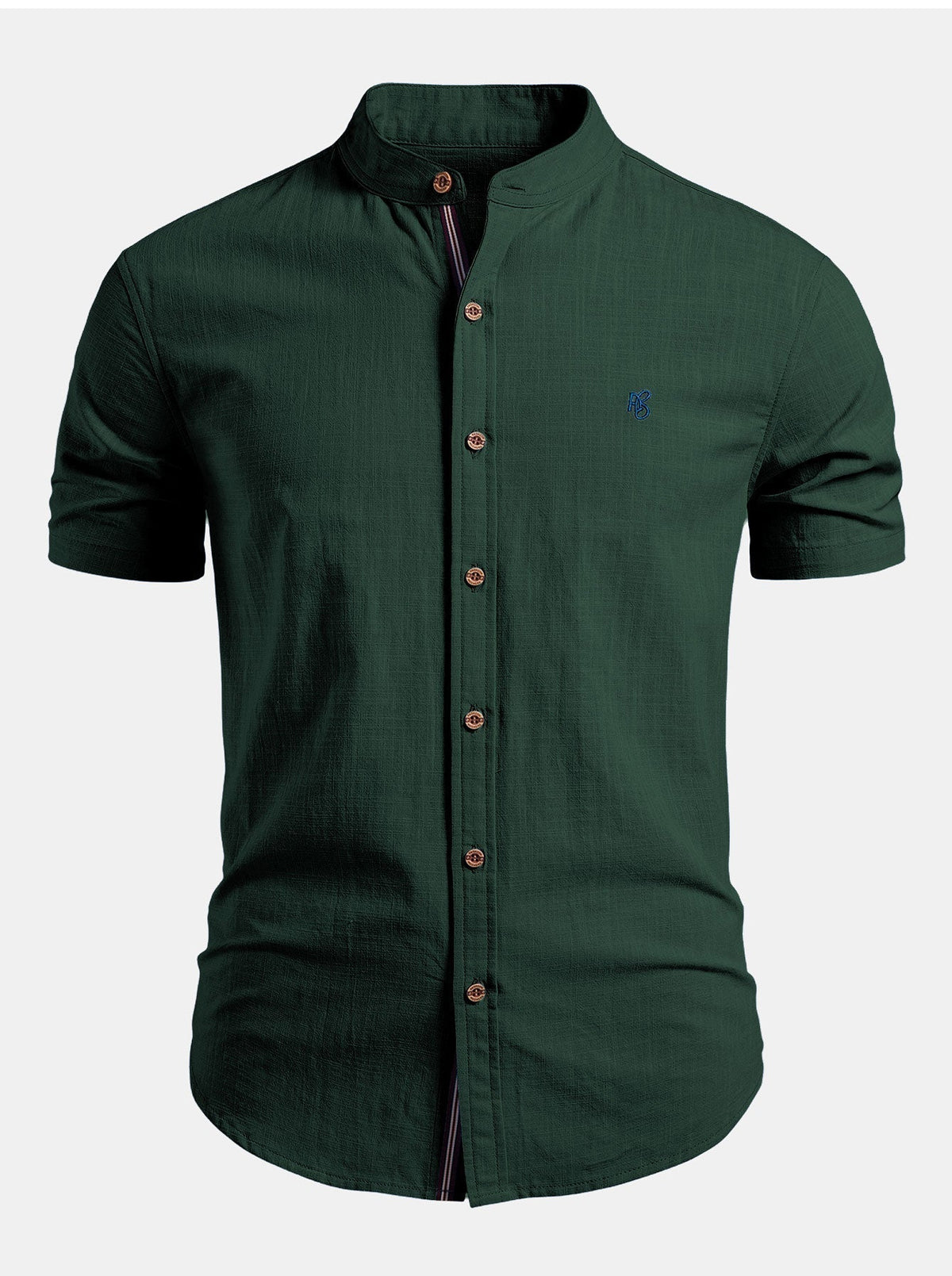 Heren Linnen Overhemd Korte Mouwen Slim Fit