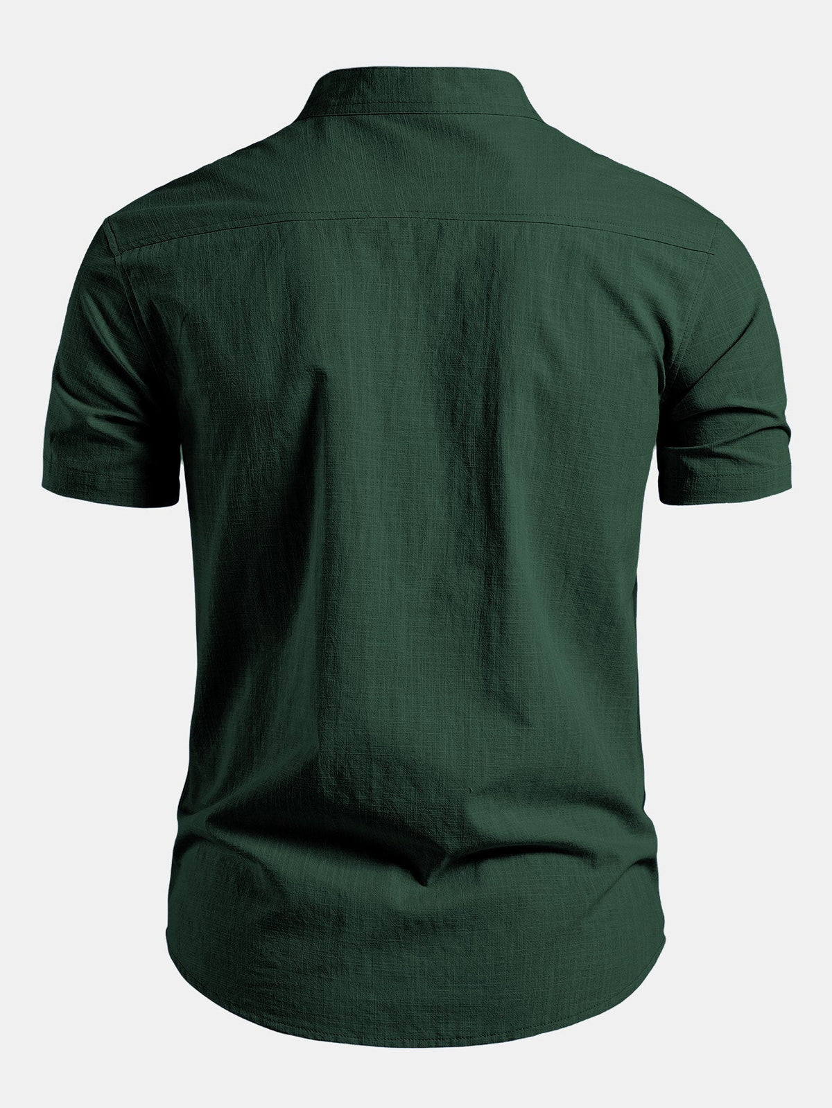 Heren Linnen Overhemd Korte Mouwen Slim Fit