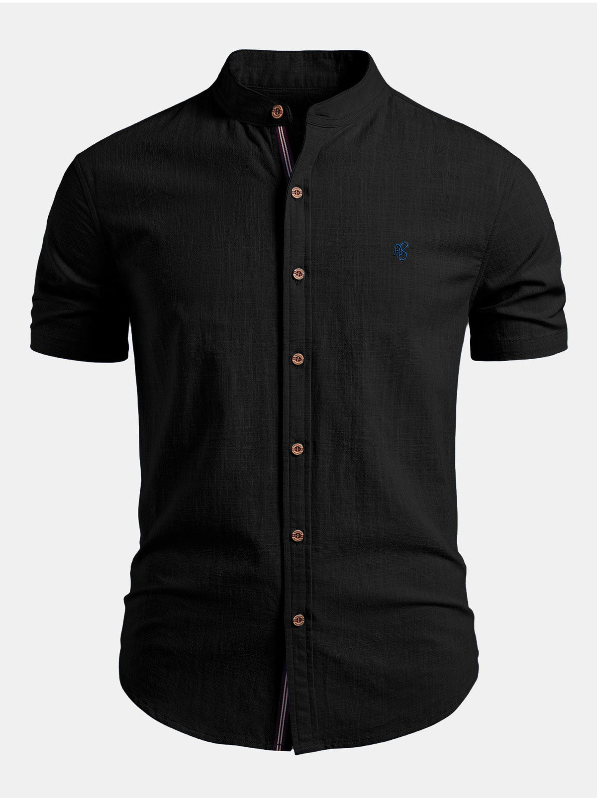 Heren Linnen Overhemd Korte Mouwen Slim Fit