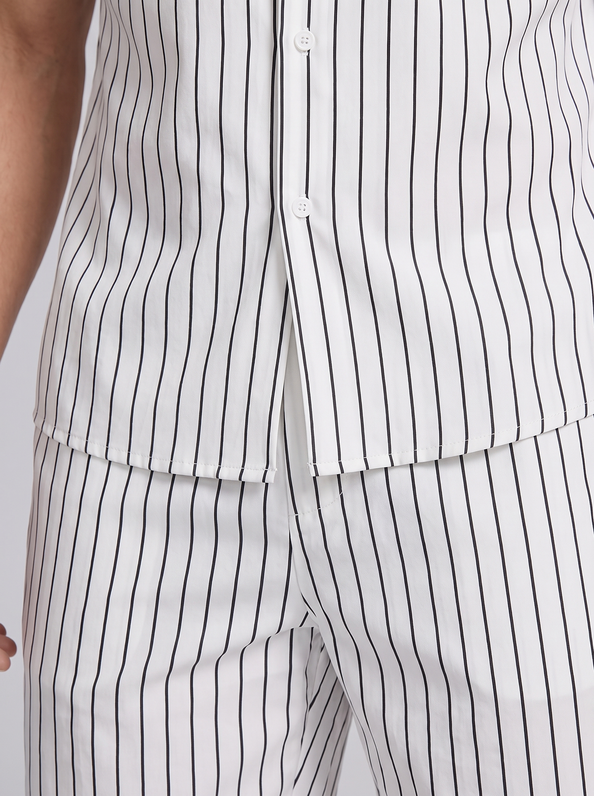 Heren Pinstripe Korte Mouw Co-ord Set Zomer