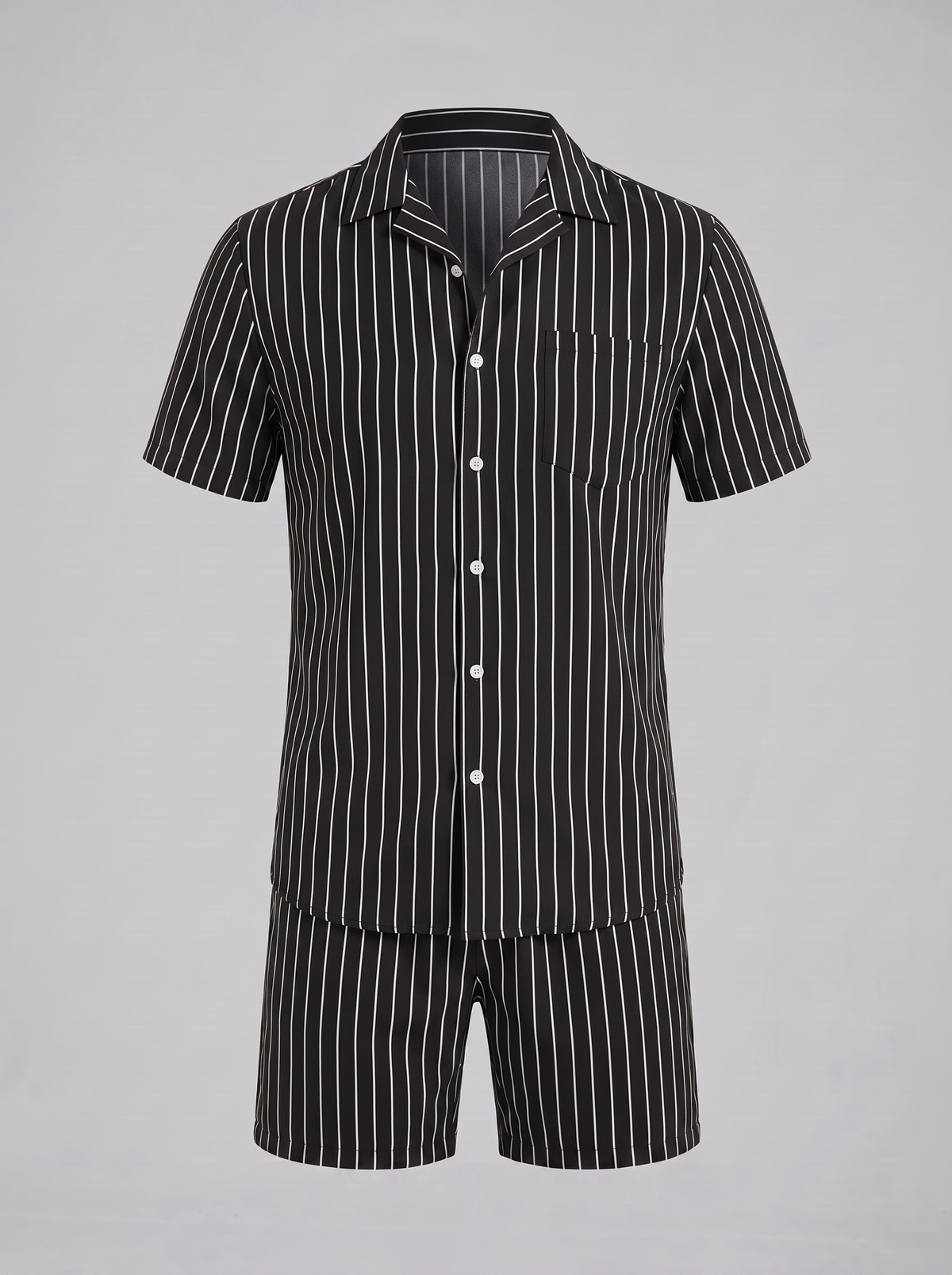 Heren Pinstripe Korte Mouw Co-ord Set Zomer