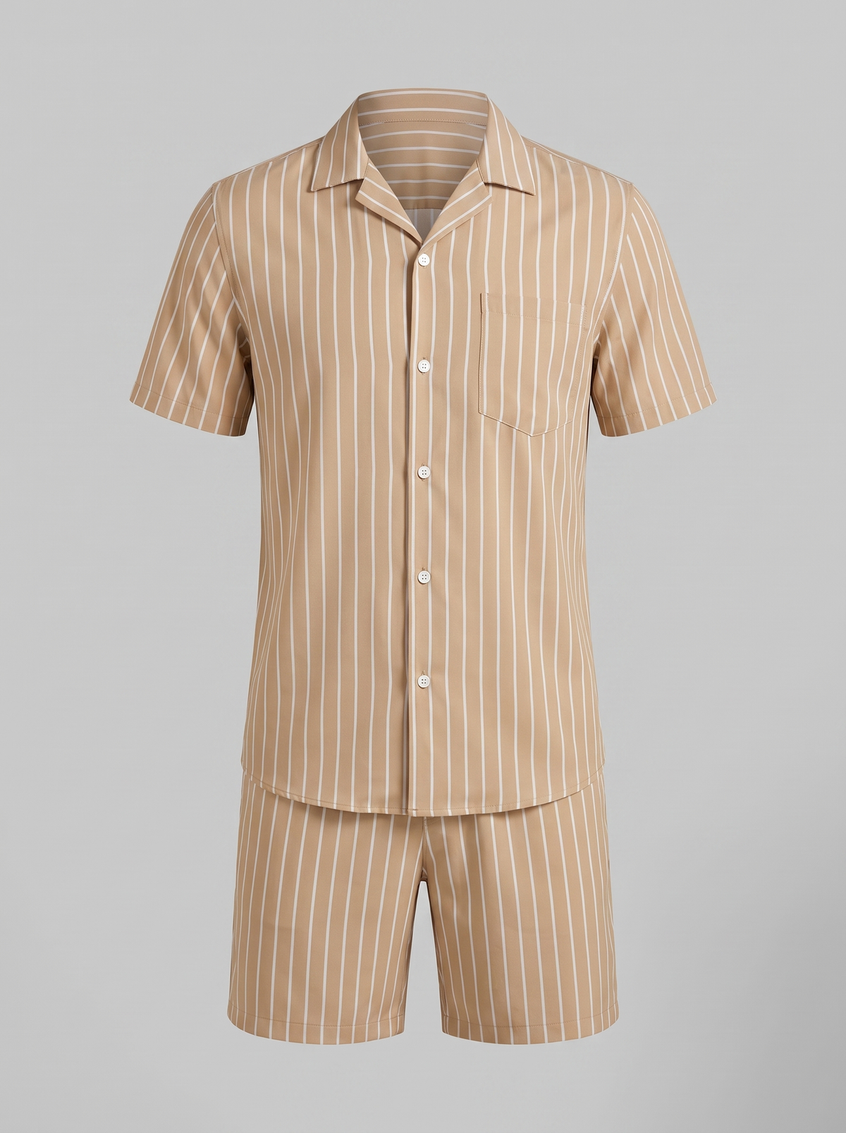 Heren Pinstripe Korte Mouw Co-ord Set Zomer